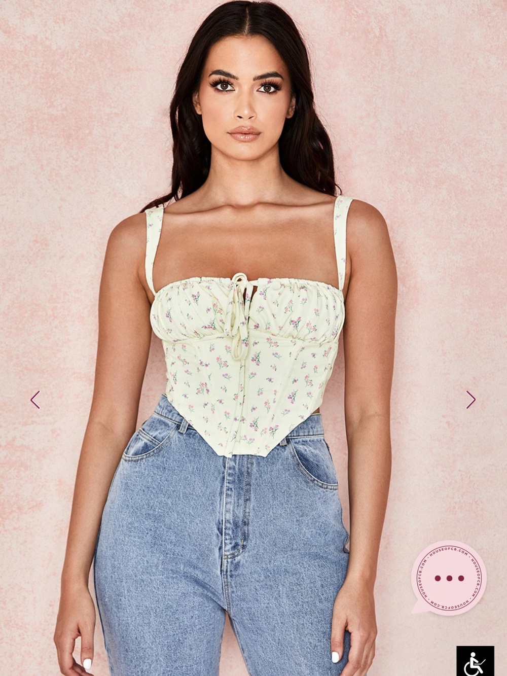 House of CB Gene Lemon Floral Corset Top Coquette Cottagecore